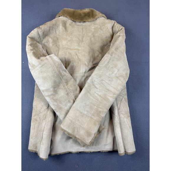 Marvin Richards Tan Genuine Leather Coat with Faux Fur Lining Size XL - Picture 7 of 7